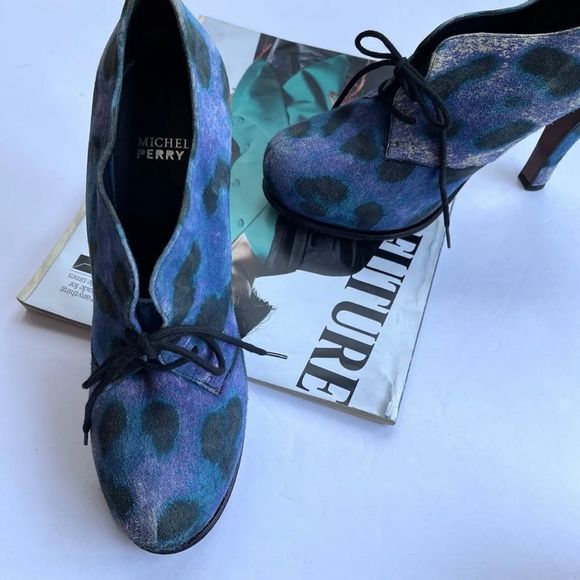 Michel Perry Shoes - Women’s Michel Perry Leopard Print Suede Platform Oxford Heels Shoes Size 9.5